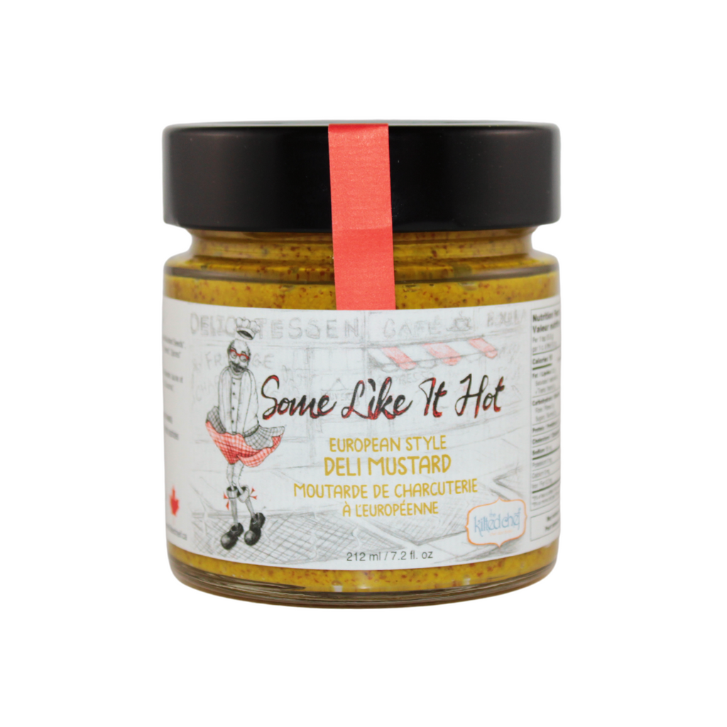 A jar of Some like it hot mustard from the Kilted Chef
