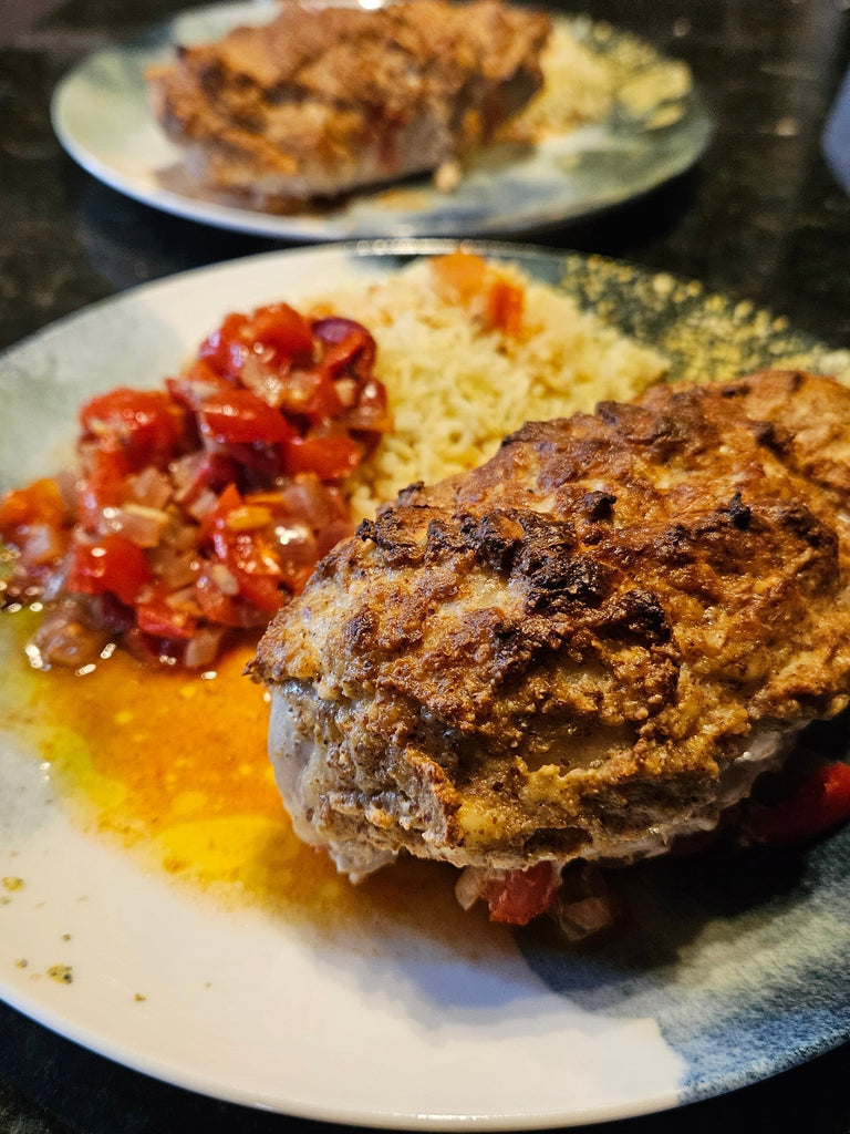 Chicken breast with a mustard crust