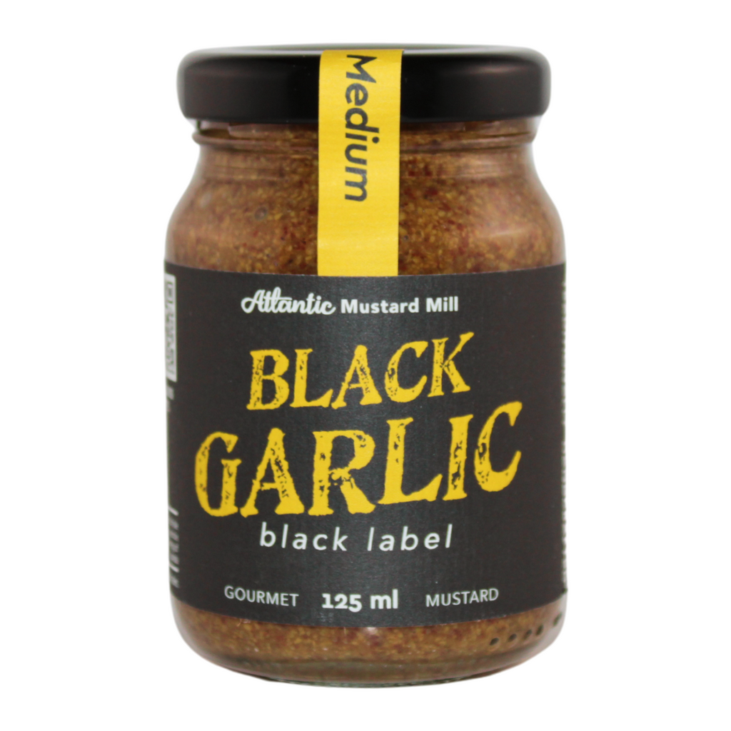 A jar of black garlic mustard