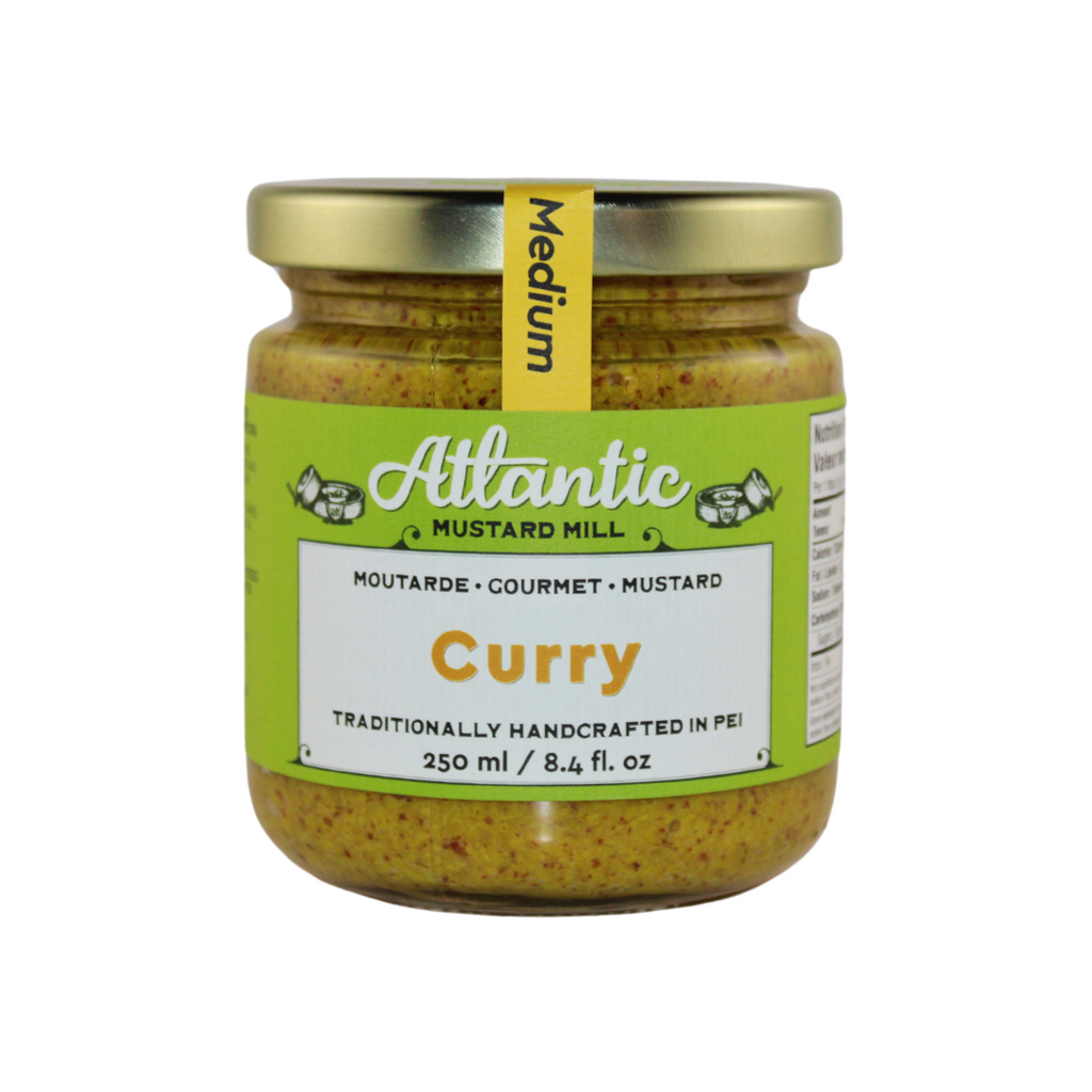 A large jar of curry mustard