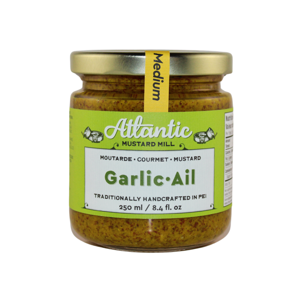 A large jar of garlic mustard