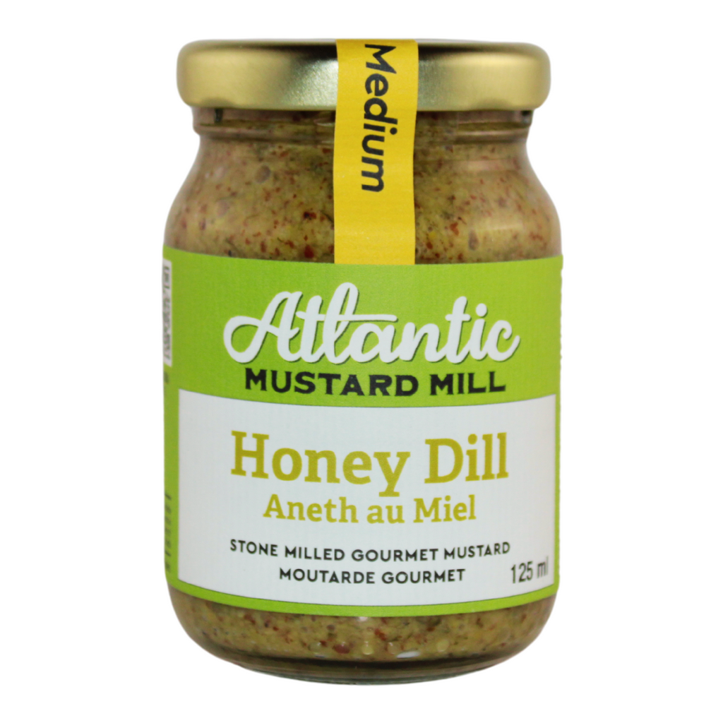 A jar of Honey Dill mustard
