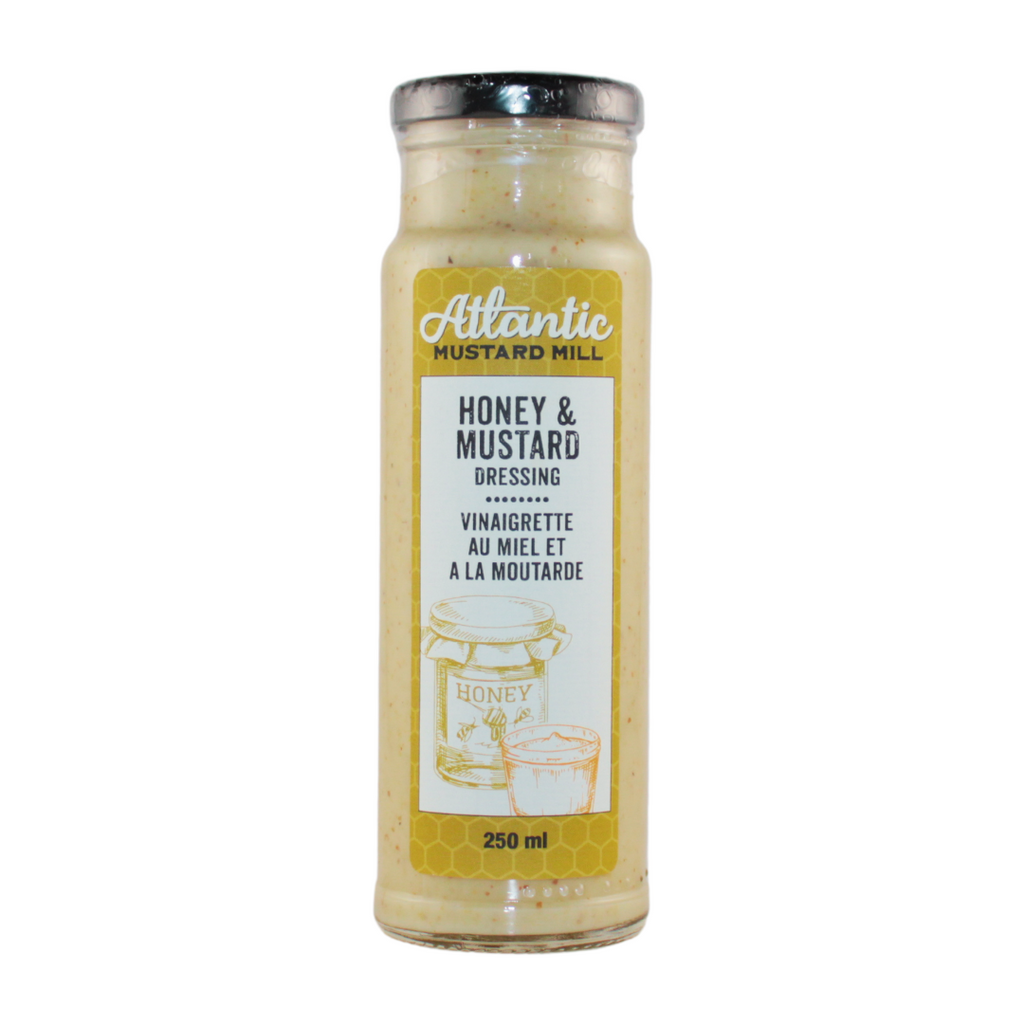 A bottle of honey mustard dressing