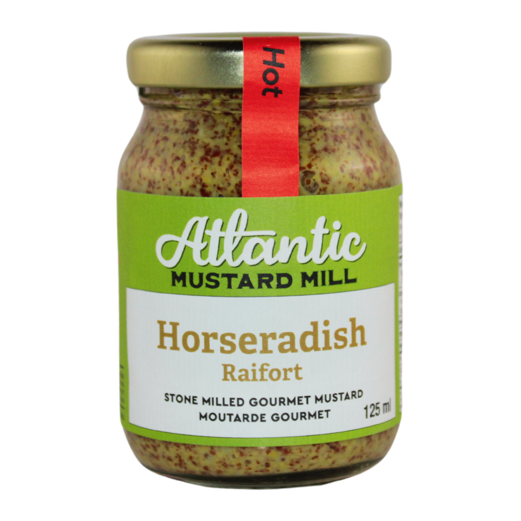 A jar of Horseradish mustard - hot