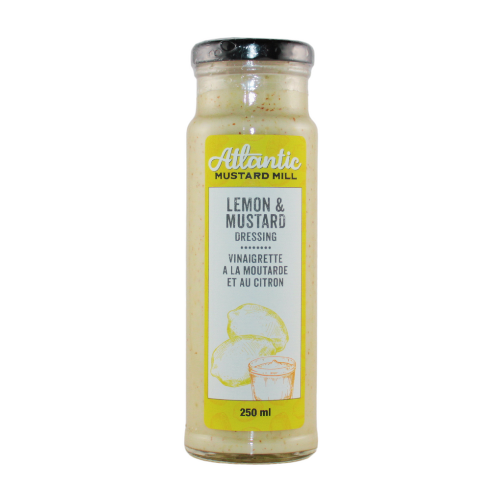 A bottle of Lemon mustard dressing