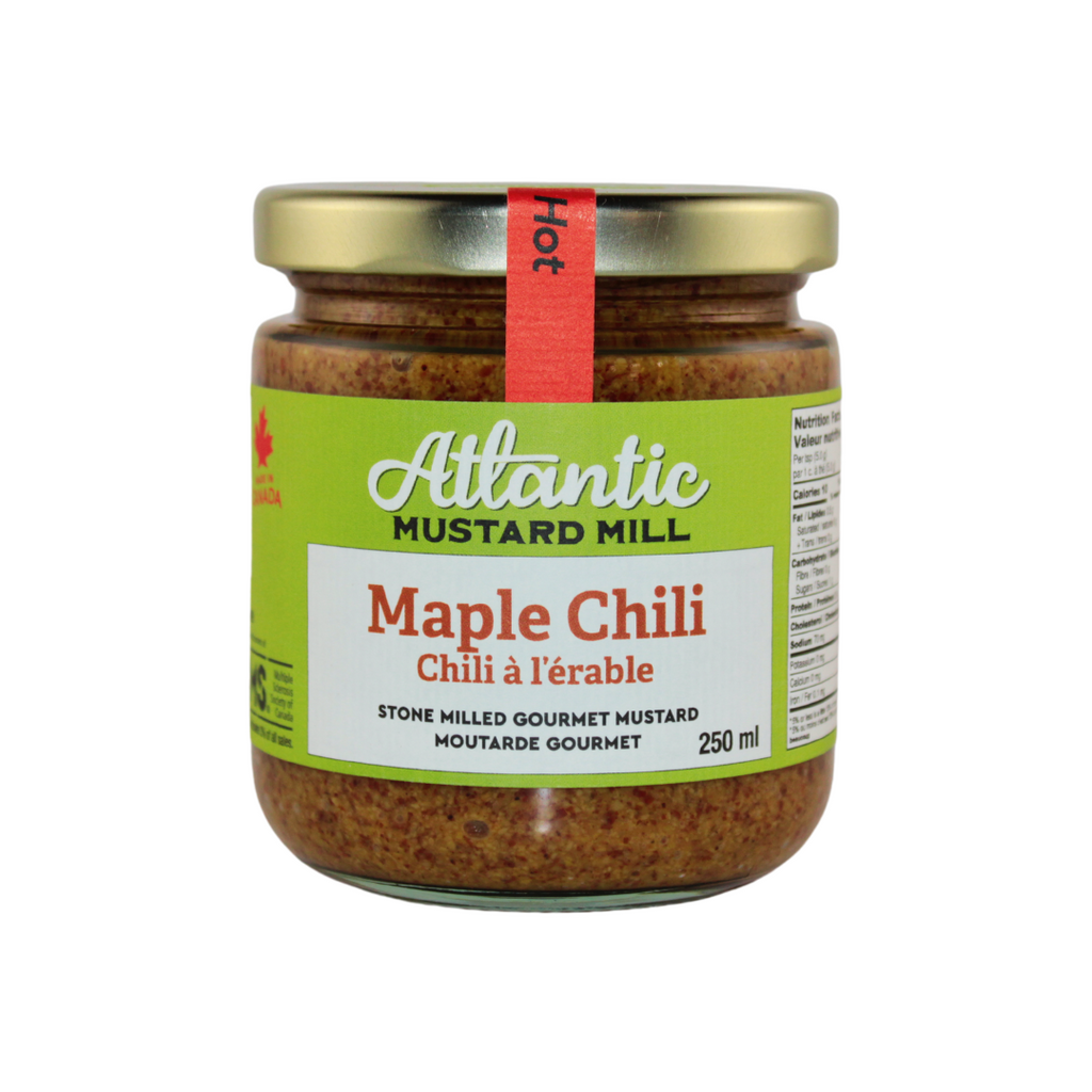 A large jar of Maple Chili mustard