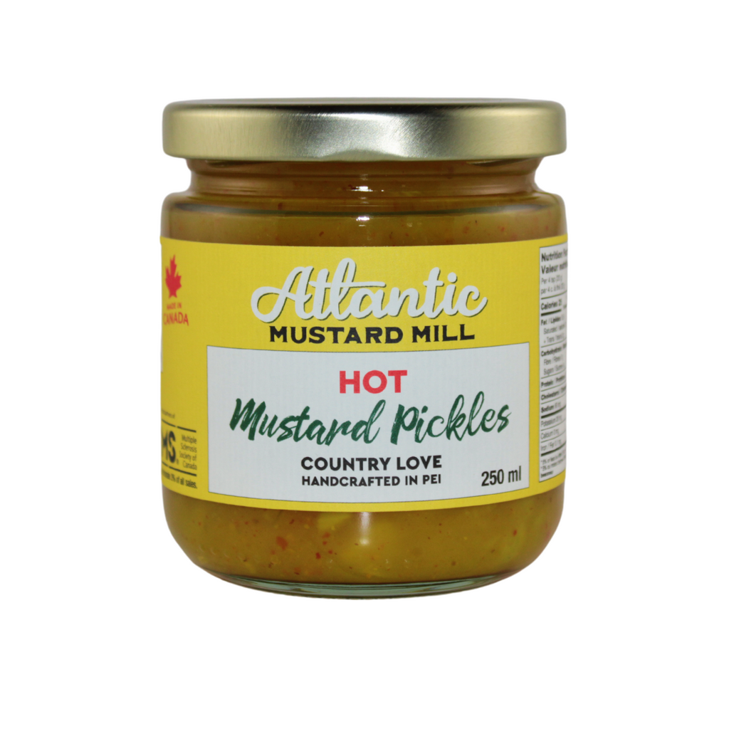 A jar of hot mustard pickles