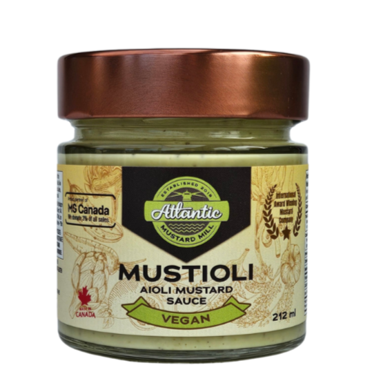 A jar of Mustioli - a aioli mustard sauce