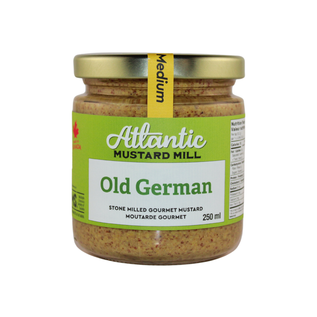 A big jar of mustard called old German