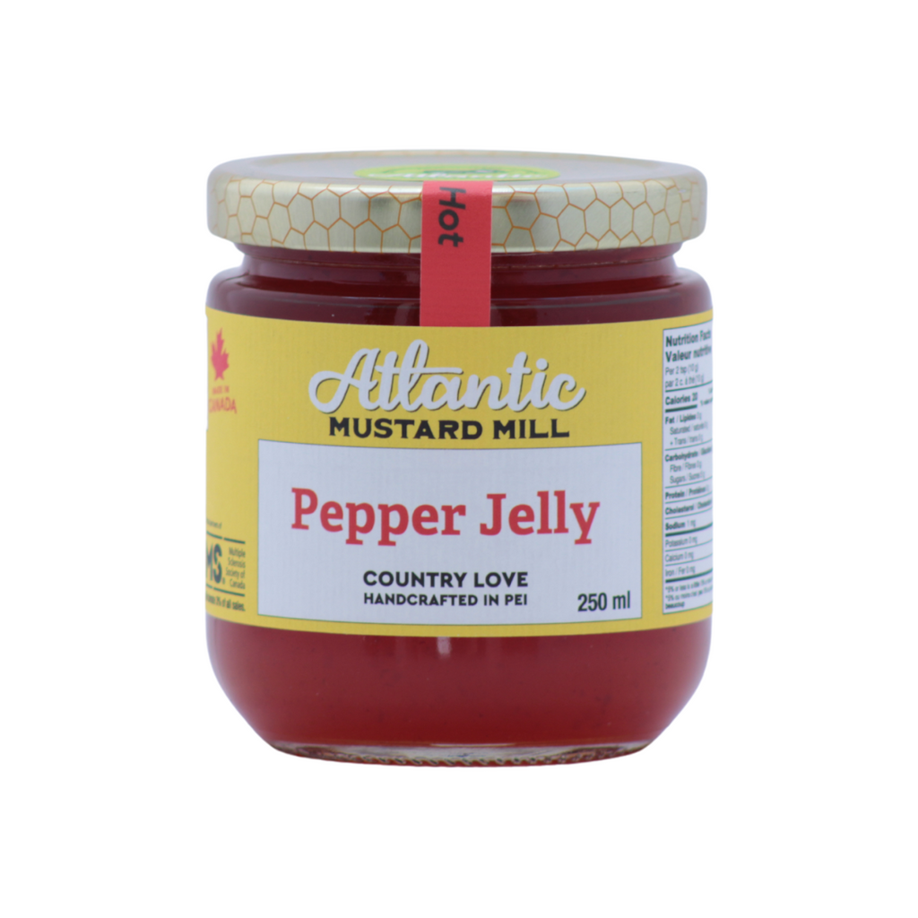 A jar of Hot Red Pepper Jelly