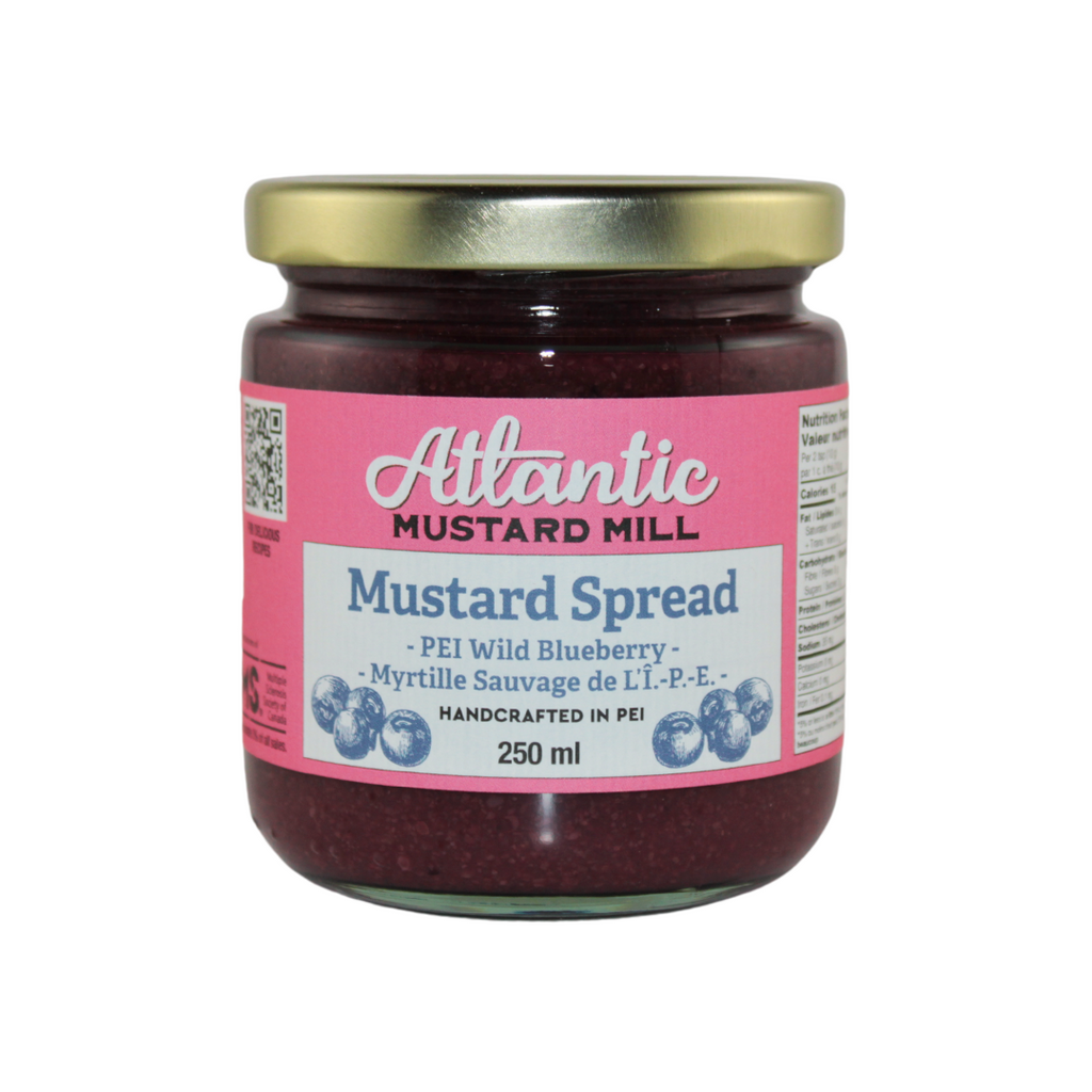 A large Jar of Blueberry Mustard Spread