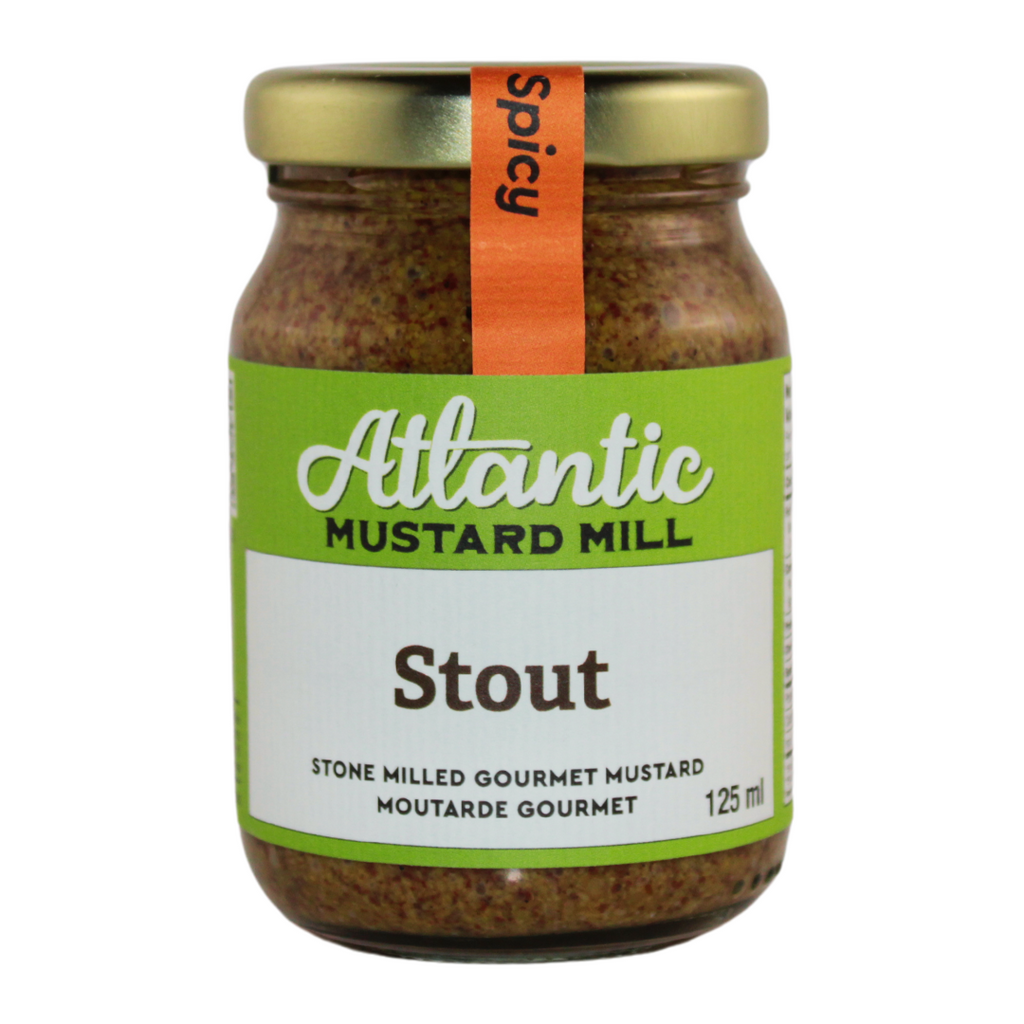 A jar of Stout mustard with real stout beer