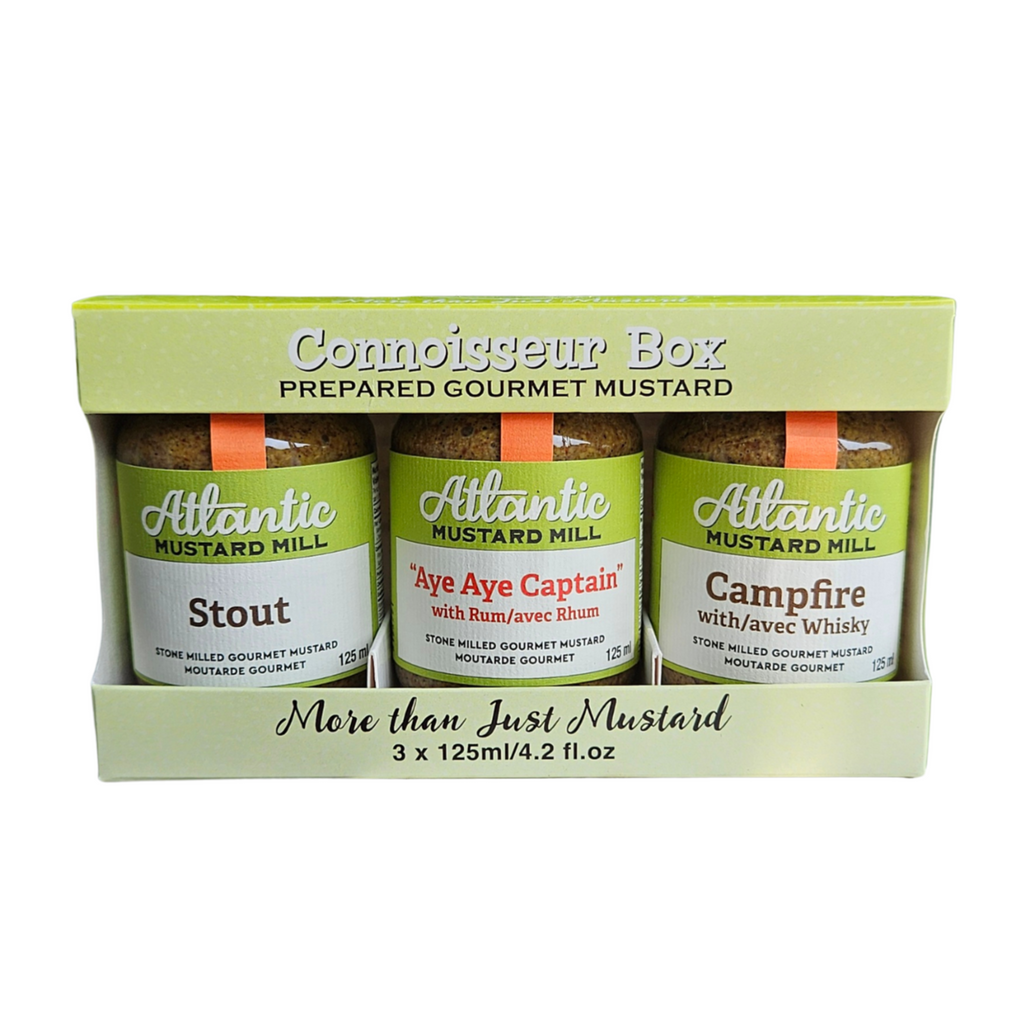 The Dad Box. Three mustard with Stout, with Rum and one with Whistkey
